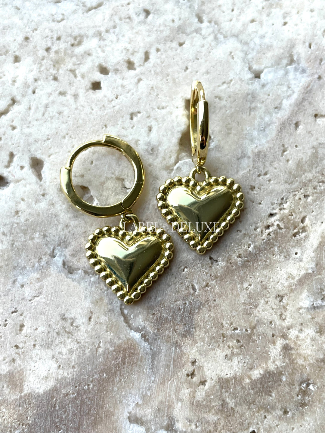 Karma Jewelry A153 - Oorbellen Dames - Hoops Zoe Heart - 925 Sterling Zilver - 14K Gouden Plating - Goudkleurig - 2.5 CM