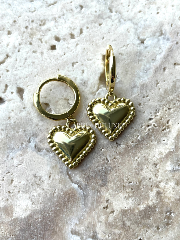 Karma Jewelry A153 - Oorbellen Dames - Hoops Zoe Heart - 925 Sterling Zilver - 14K Gouden Plating - Goudkleurig - 2.5 CM