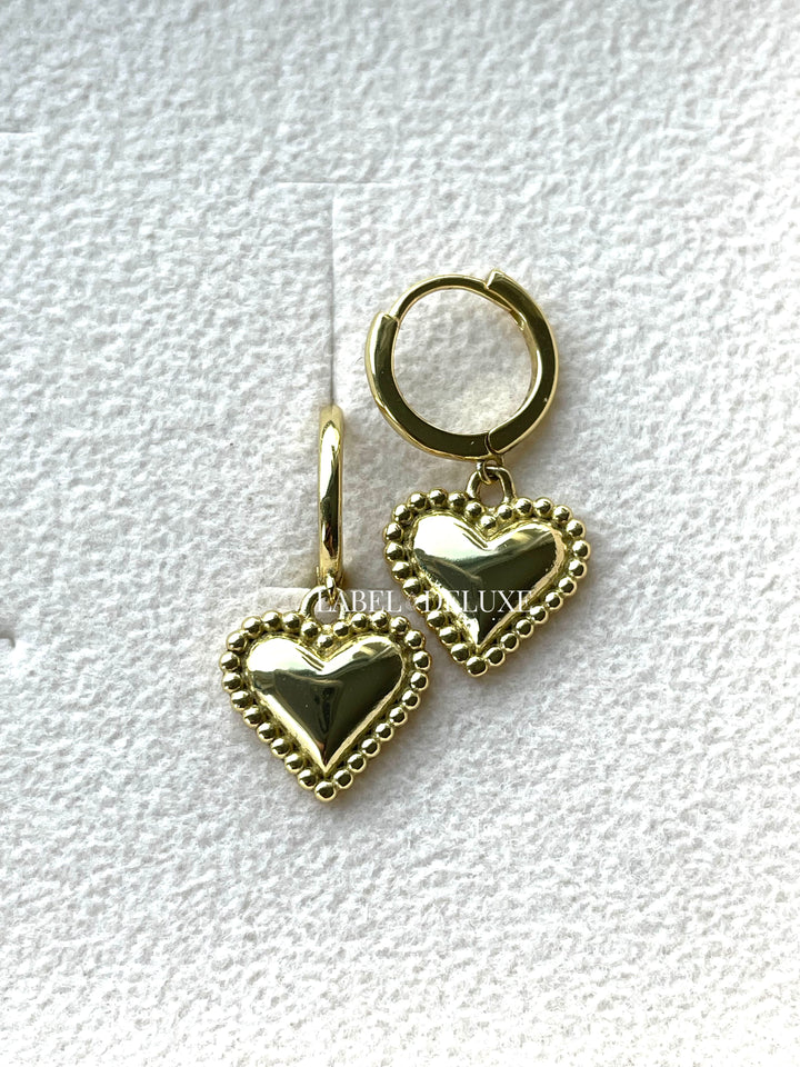 Karma Jewelry A153 - Oorbellen Dames - Hoops Zoe Heart - 925 Sterling Zilver - 14K Gouden Plating - Goudkleurig - 2.5 CM