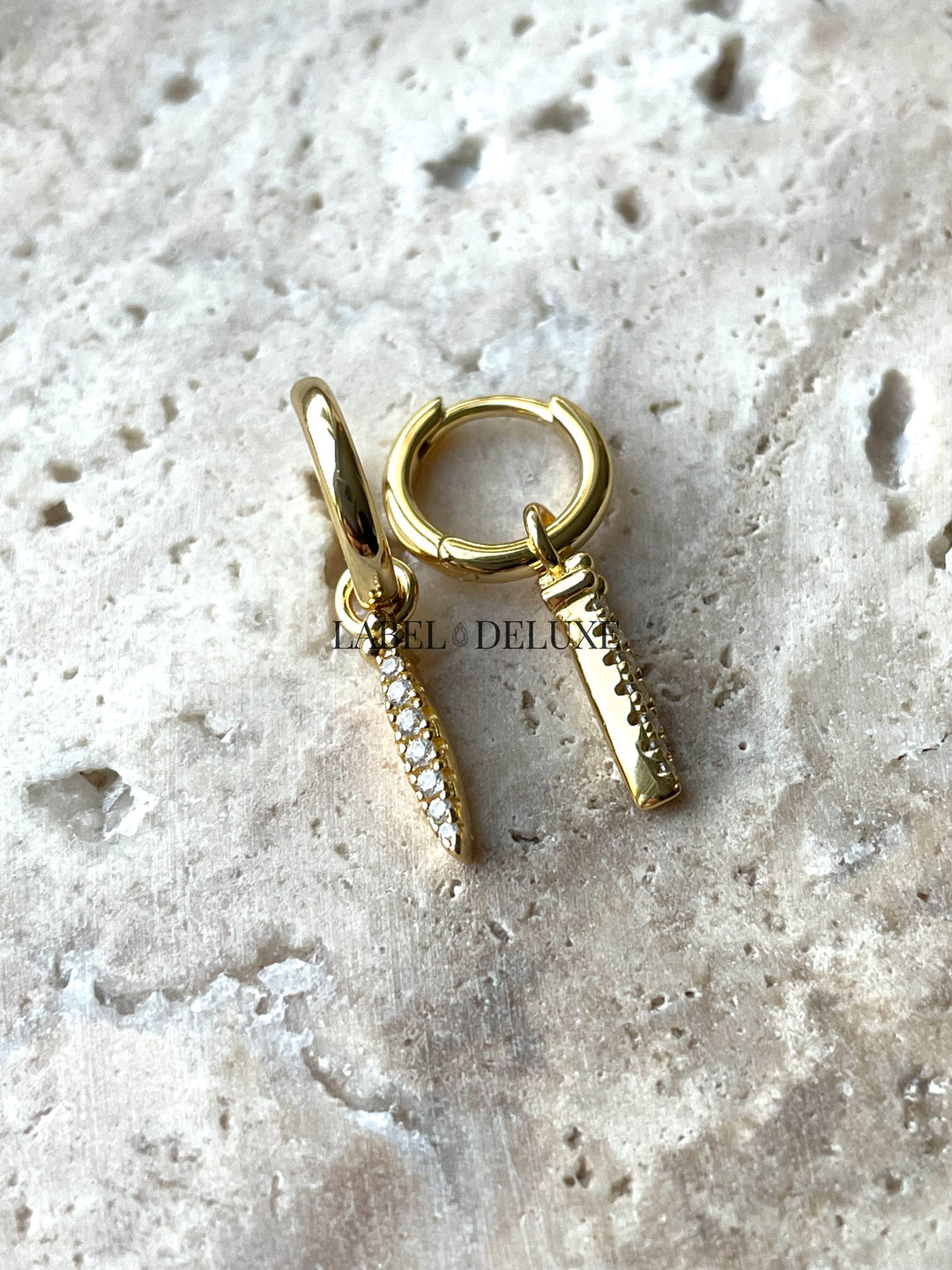 Karma Jewelry A126GP - Oorbellen Dames - Hoops Mari Zirconia - 925 Sterling Zilver - 14K Gouden Plating - Goudkleurig - 28 MM