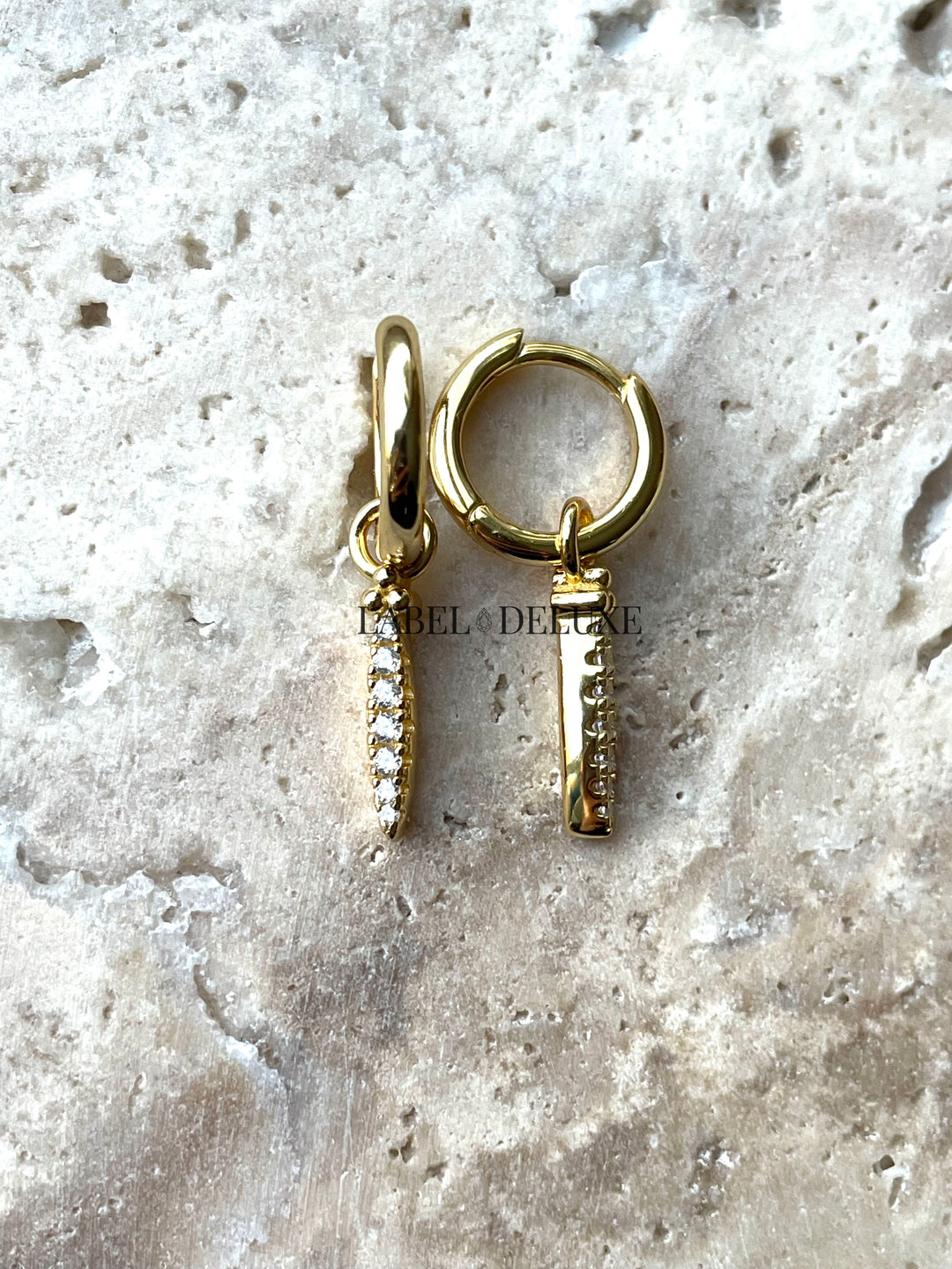 Karma Jewelry A126GP - Oorbellen Dames - Hoops Mari Zirconia - 925 Sterling Zilver - 14K Gouden Plating - Goudkleurig - 28 MM