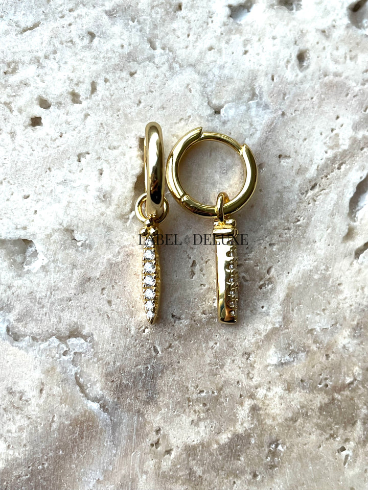 Karma Jewelry A126GP - Oorbellen Dames - Hoops Mari Zirconia - 925 Sterling Zilver - 14K Gouden Plating - Goudkleurig - 28 MM