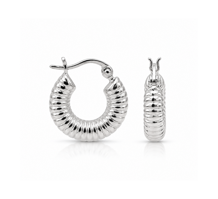 Karma Jewelry earrings - Dames Oorbellen - Round Ribble - Zilver - 2 CM
