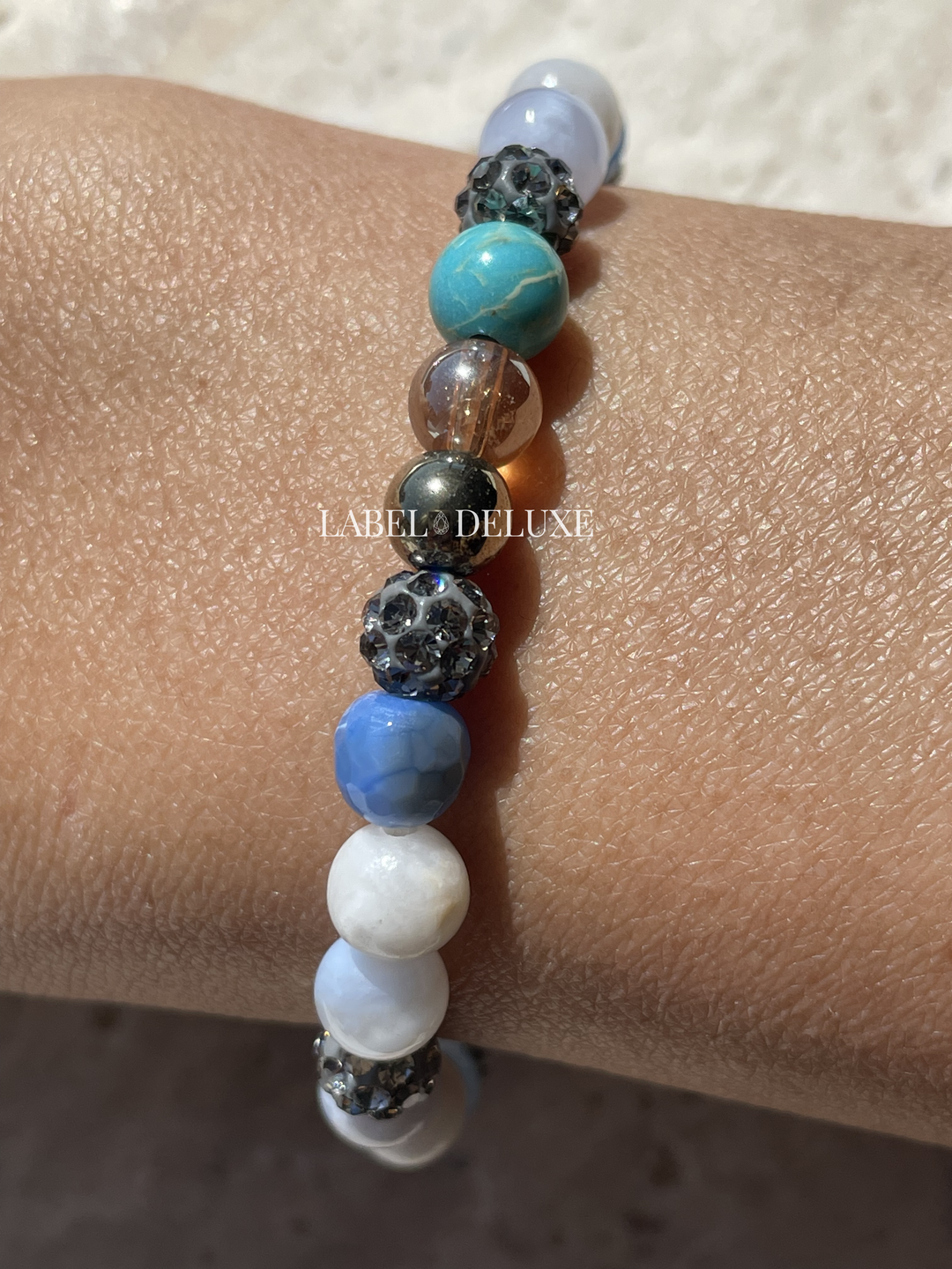 Karma Jewelry Kralenarmband 80157EL - Damesarmband - Spiral Sylvi - Grey Blue Crystal Elastic - Blauw/Grijs - XS - 18 CM