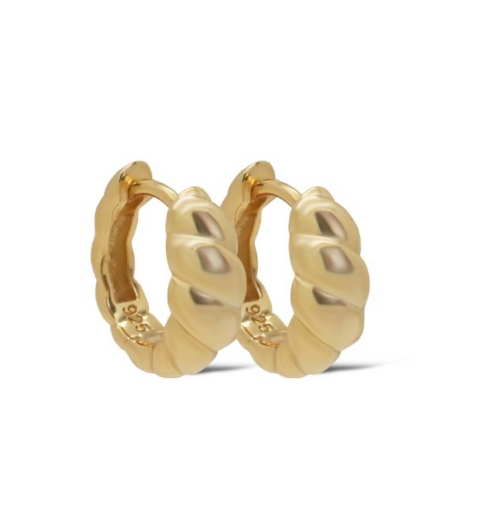 Karma Jewelry H628GP - Hoops Svea Croissant - Oorbellen Dames - 925 Sterling Zilver - 14K Gouden Plating - Goud kleurig - 14 MM