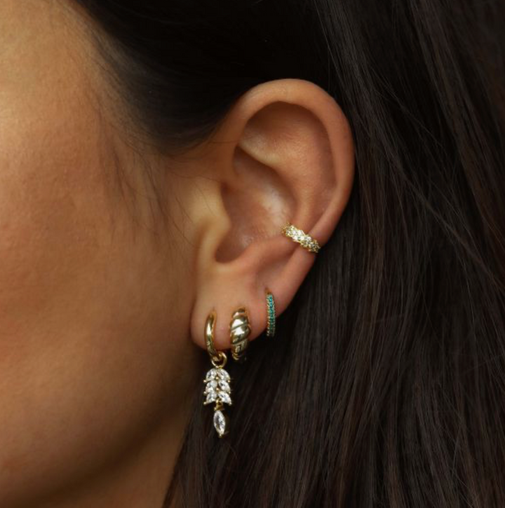 Karma Jewelry H628GP - Hoops Svea Croissant - Oorbellen Dames - 925 Sterling Zilver - 14K Gouden Plating - Goud kleurig - 14 MM