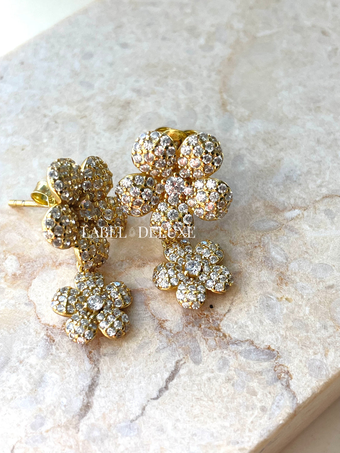 Karma Jewelry X195 - Symbols XL Lillies Flowers Dames Oorbellen - 925 Sterling Zilver - 14K Gouden Plating - Goudkleurig - 25 MM