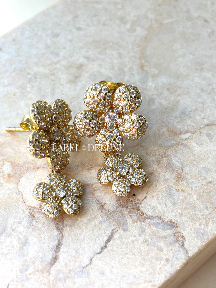 Karma Jewelry X195 - Symbols XL Lillies Flowers Dames Oorbellen - 925 Sterling Zilver - 14K Gouden Plating - Goudkleurig - 25 MM