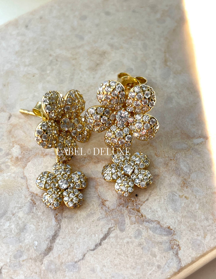 Karma Jewelry X195 - Symbols XL Lillies Flowers Dames Oorbellen - 925 Sterling Zilver - 14K Gouden Plating - Goudkleurig - 25 MM