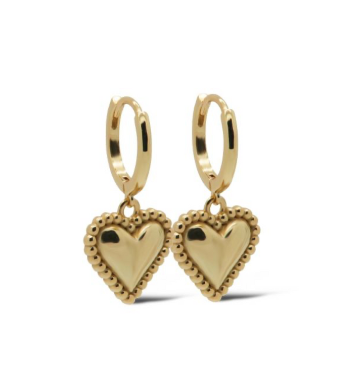 Karma Jewelry A153 - Oorbellen Dames - Hoops Zoe Heart - 925 Sterling Zilver - 14K Gouden Plating - Goudkleurig - 2.5 CM