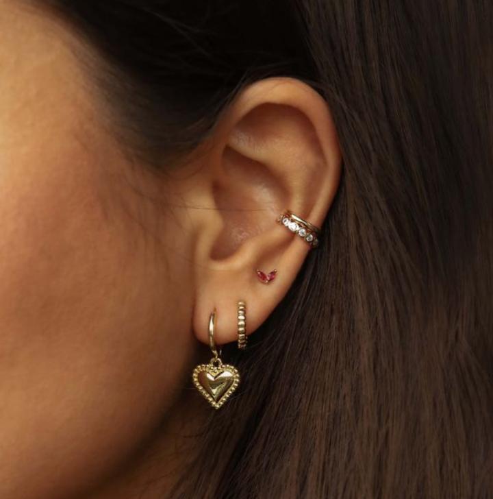 Karma Jewelry A153 - Oorbellen Dames - Hoops Zoe Heart - 925 Sterling Zilver - 14K Gouden Plating - Goudkleurig - 2.5 CM