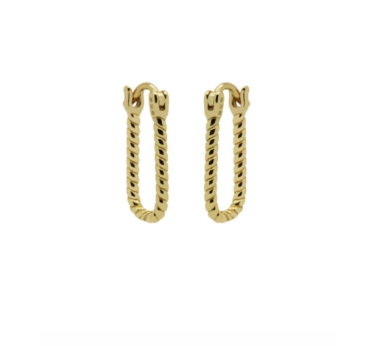 Karma Jewelry oorbellen H128GP - Dames Oorbellen - Hinged Hoops Tidy Twist 12MM - Goud