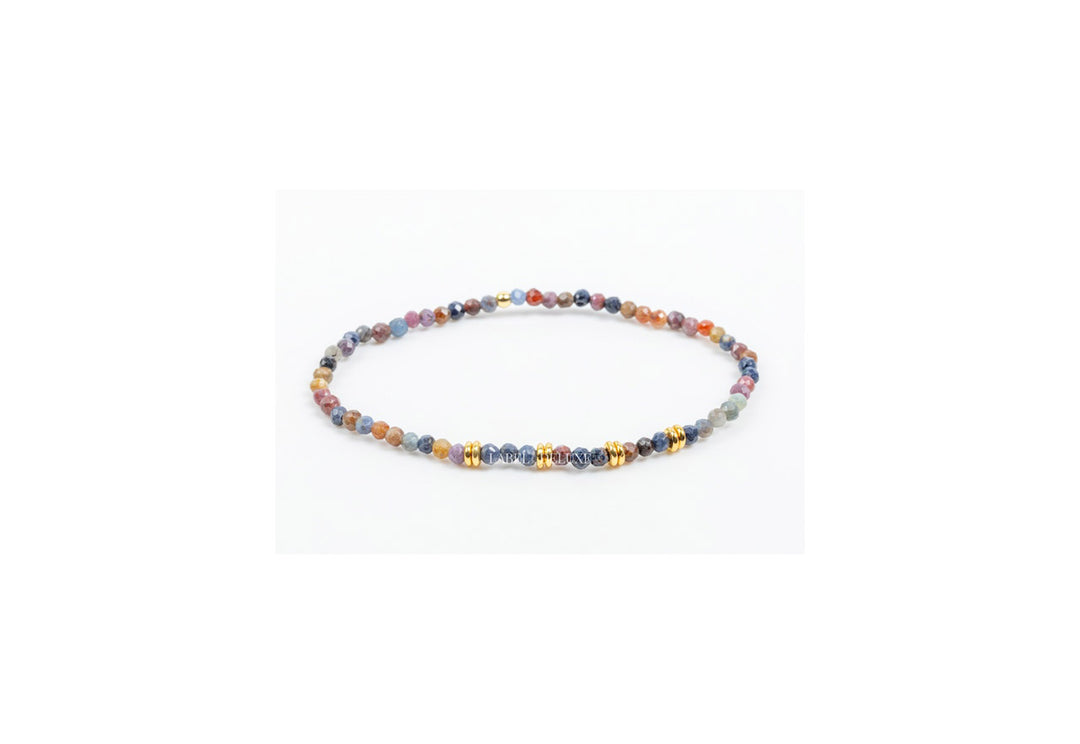Label Deluxe armband LDLGO30EL18GEM - Bracelet Mixed Gemstones Goud - 18 CM