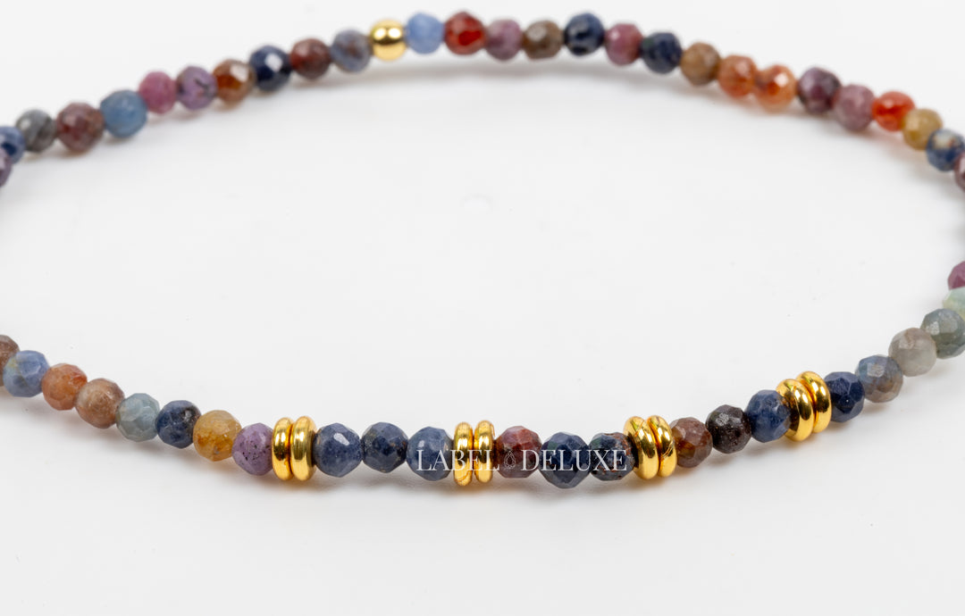 Label Deluxe armband LDLGO30EL18GEM - Bracelet Mixed Gemstones Goud - 18 CM