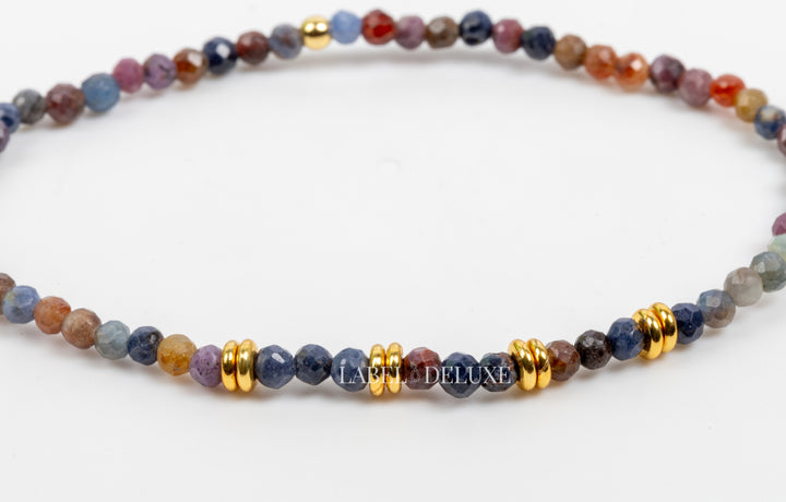 Label Deluxe armband LDLGO30EL18GEM - Bracelet Mixed Gemstones Goud - 18 CM