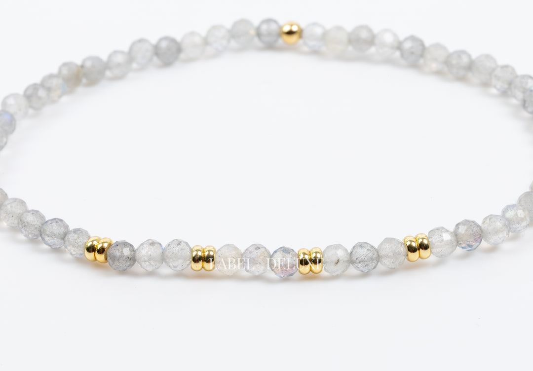 Label Deluxe armband LDLGO30EL18LAB - Bracelet Labradorite Goud - 18 CM