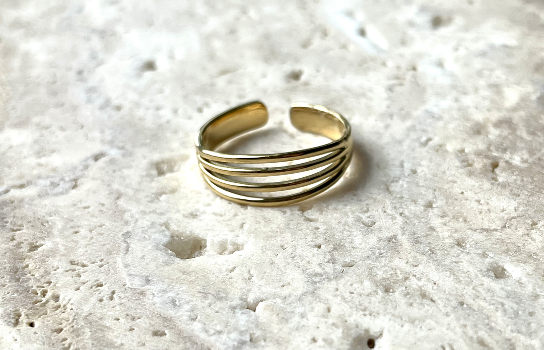 Label Deluxe Bijoux ring 4R01G - Dames Ring - 4 Rows - Goud - Verstelbaar