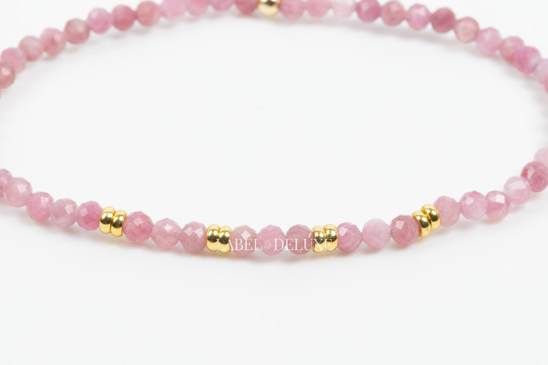 Label Deluxe armband LDLGO30EL18RHO - Bracelet Rhodochrosiet Goud - 18 CM