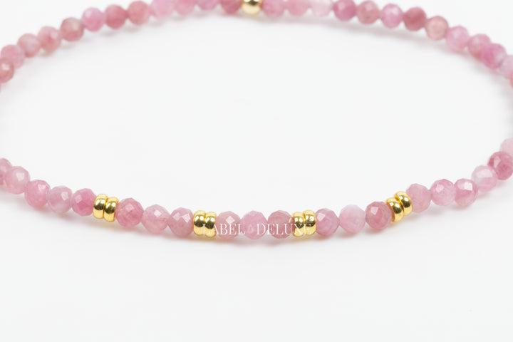 Label Deluxe armband LDLGO30EL18RHO - Bracelet Rhodochrosiet Goud - 18 CM