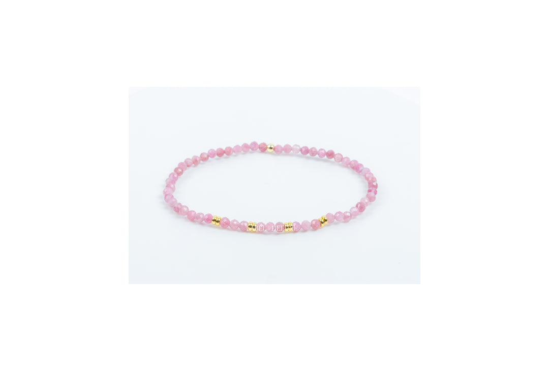 Label Deluxe armband LDLGO30EL18RHO - Bracelet Rhodochrosiet Goud - 18 CM