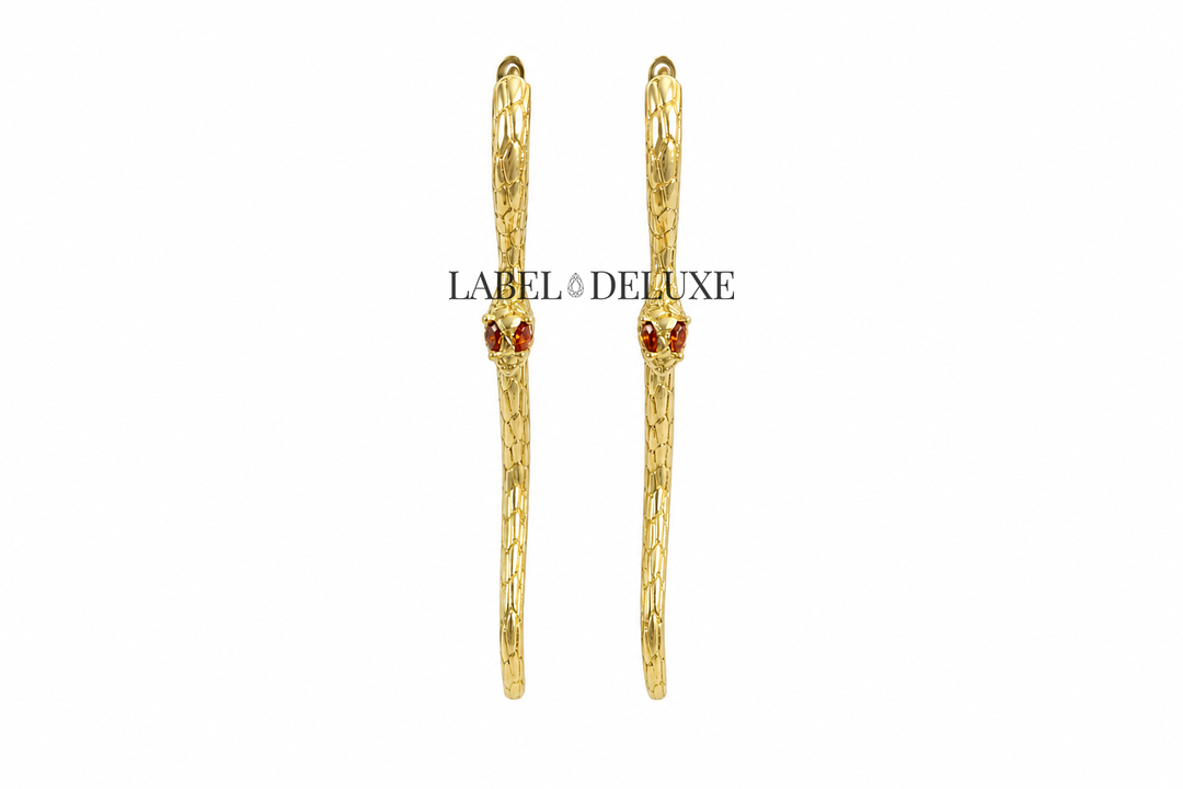 Label Deluxe HP Earrings LDLHP8104 - Dames Oorbellen - Serpent Snake - Goud - 8.1 CM