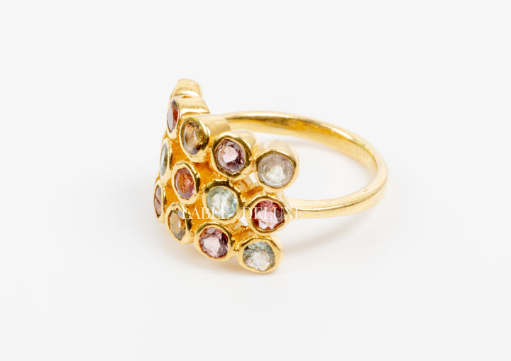 Label Deluxe Ring LDLGOtoermalijn - 24K Gouden Plating - Toermalijn - Maat 53