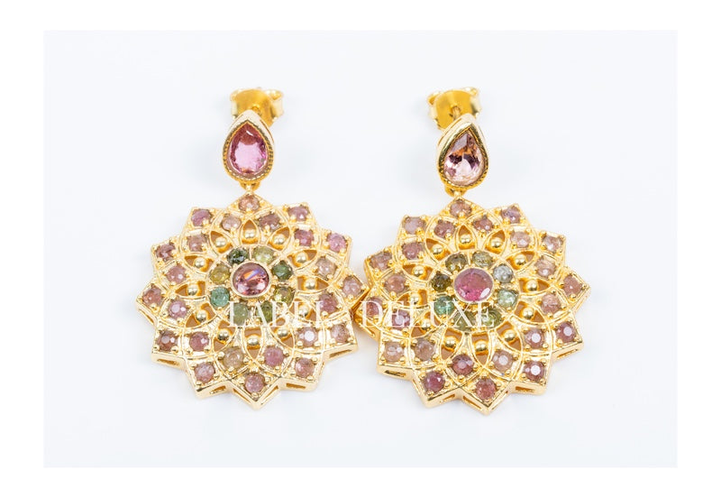 Label Deluxe Collection Oorbellen LDLGOtoermalijnear - Toermalijn Gemstones - 24K Gouden Plating - 5 cm