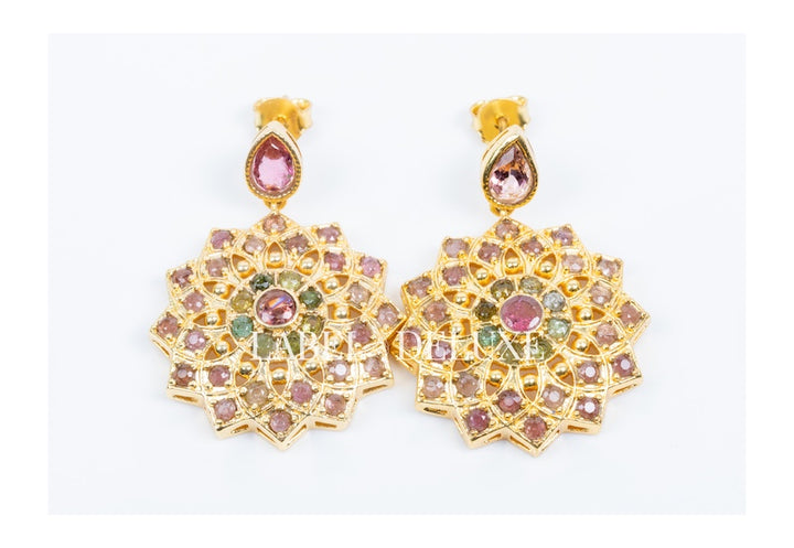 Label Deluxe Collection Oorbellen LDLGOtoermalijnear - Toermalijn Gemstones - 24K Gouden Plating - 5 cm
