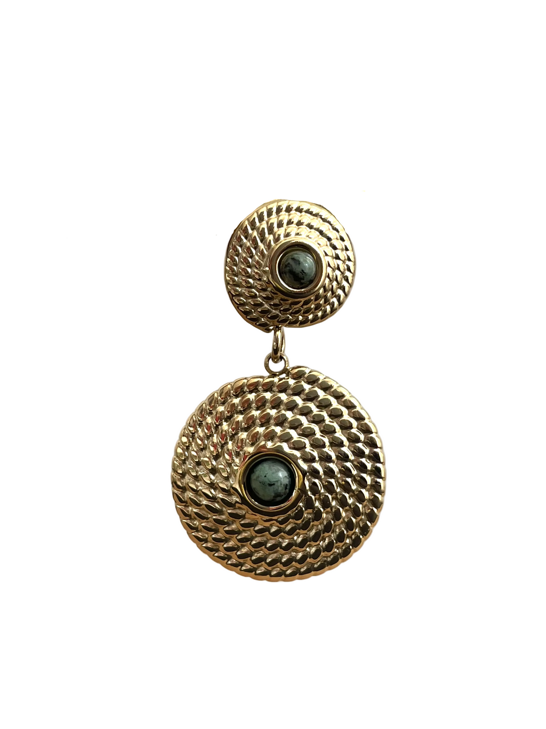 Label Deluxe Oorbellen LDL780JAS - Dames Oorbellen - Jaspis - Groen / Goud - 3.5 CM
