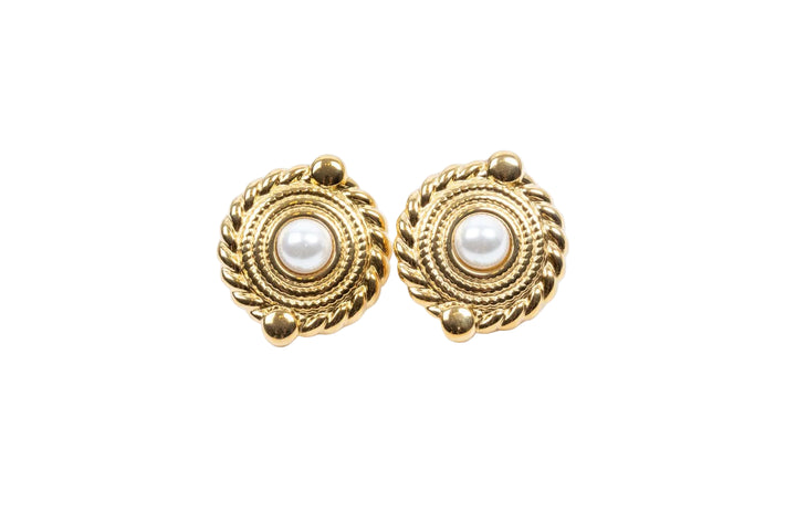 Label Deluxe Bijoux earrings LDLGOvintage01 - Dames Oorbellen - Vintage Look - Goud met Parel - 24 MM
