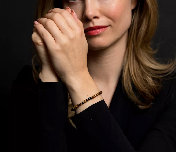 Rebel & Rose RR-40096-G-S Tiger Lily Gold - Damesarmband - Bruin/Goud - Maat S (±16,5 cm) - 4 MM