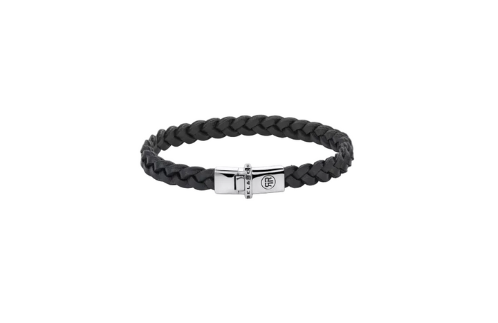 Rebel & Rose armband RR-L0170-S-M Absolutely Leather - Small Braided Raw Black - Maat M ±17,5 cm