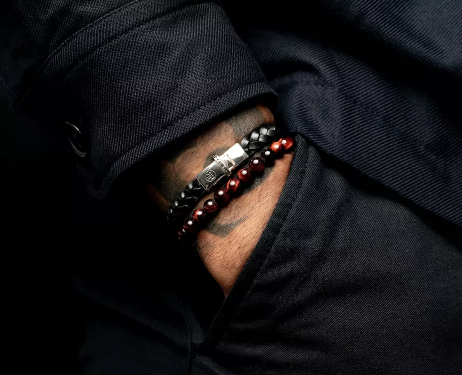 Rebel & Rose armband RR-L0170-S-M Absolutely Leather - Small Braided Raw Black - Maat M ±17,5 cm