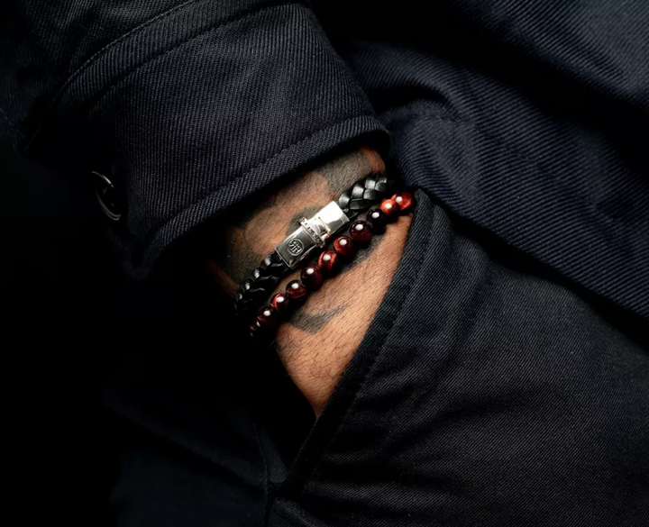 Rebel & Rose armband RR-L0170-S-M Absolutely Leather - Small Braided Raw Black - Maat M ±17,5 cm