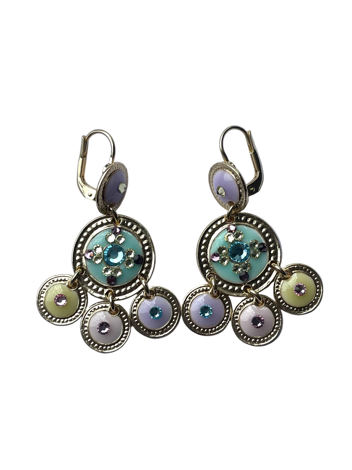 Gas Bijoux oorbellen 161814 - Dames Oorbellen - Sequin Two Rows - Purple Mint Yellow - L 3,6 cm